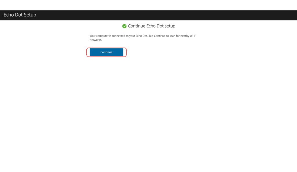 Confirming that your PC has connected to your Echo's Wi-Fi network
