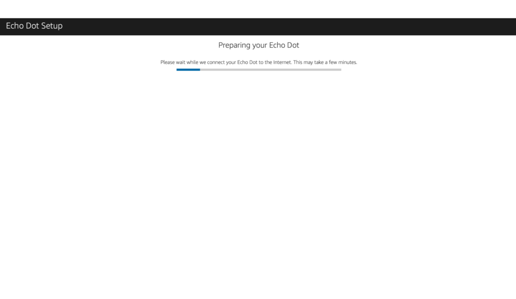 The Alexa web app preparing your Echo Dot