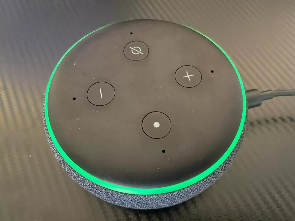 Alexa's flashing green light which shows you have an incoming call