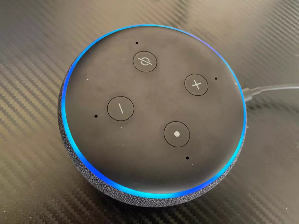 Alexa processing a command, as shown by the spinning blue light