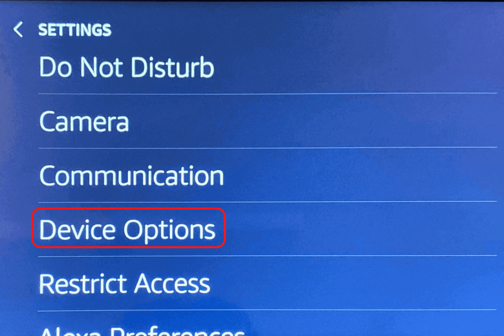 Echo Show Settings Device Options