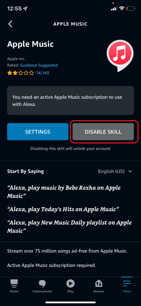 why is alexa not playing apple music