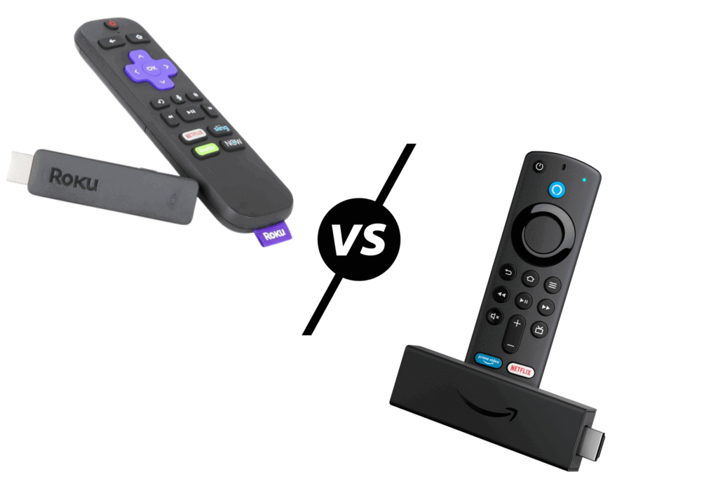 A Roku streaming stick and a Fire TV Stick, two of the most popular streaming devices