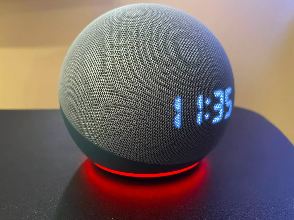 The Echo dot red ring, which typically means your microphone is off or your internet isn't working