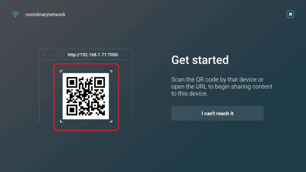 The getting started screen in Airscreen, showing the QR code