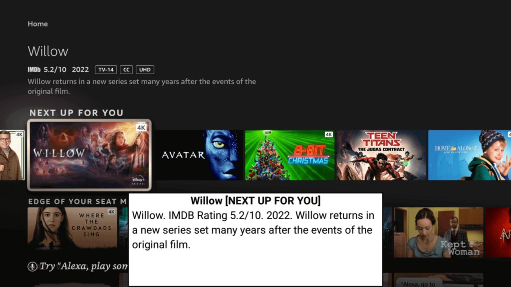 The white box of the Fire TV text banner at its standard size