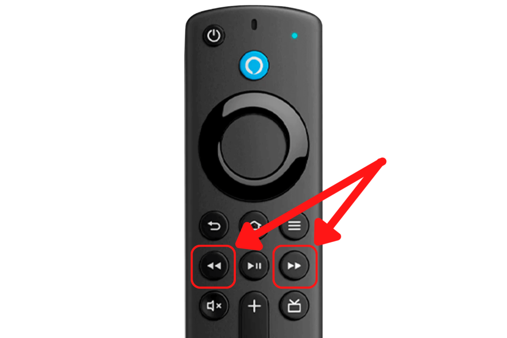 The rewind and fast forward buttons on a Fire TV remote.