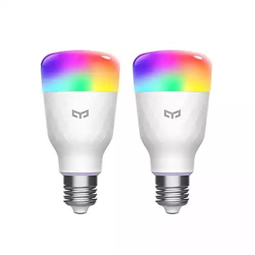 YEELIGHT LED Smart Light Bulb 60W Equivalent, A19 LED Wi-Fi Smart Bulb, RGBW Color Changing Bulb, Work with Apple HomeKit, Alexa & Google Assistant, SmartThings, Razer Chroma 2 Pack