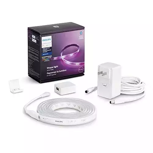 Philips Hue Lightstrip Plus (2m/6ft Base Kit with Plug), Works with Amazon Alexa, Apple Homekit and Google Assistant, Bluetooth Compatible, Single Color Effect