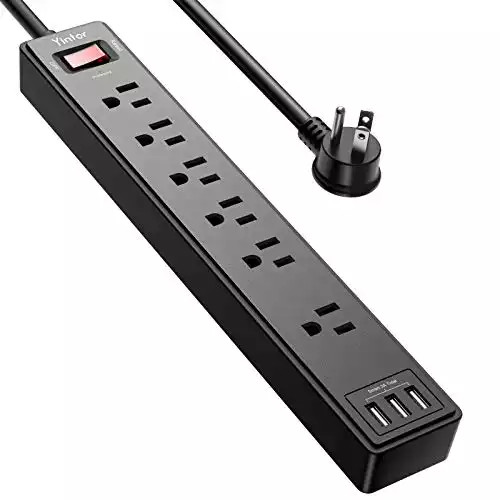 Power Strip with 6 Feet, Yintar Surge Protector with 6 AC Outlets and 3 USB Ports, 6 Ft Extension Cord for for Home, Office, Dorm Essentials, 1680 Joules, ETL Listed, (Black)