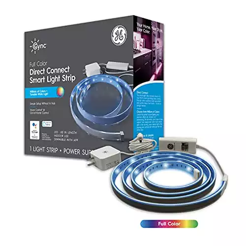GE CYNC Smart LED Light Strip, Color Changing Lights, Bluetooth and Wi-Fi Lights, Works with Alexa and Google Home, 80 Inches (1 Pack)