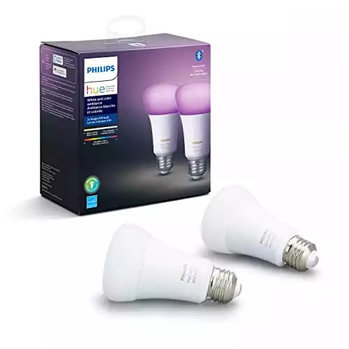 Philips Hue White and Color Ambiance 2-Pack A19 LED Smart Bulb, Bluetooth & Zigbee Compatible (Hue Hub Optional), Works with Alexa & Google Assistant – A Certified for Humans Device