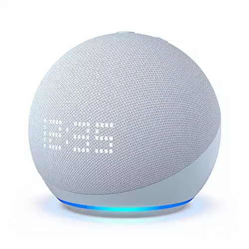All-New Echo Dot (5th Gen, 2022 release) with clock | Smart speaker with clock and Alexa | Cloud Blue