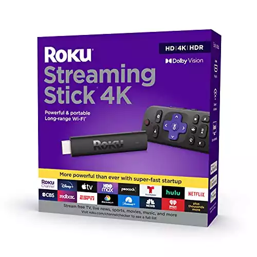 ROKU Streamování Stick 4K | Streamovací zařízení 4K/HDR/Dolby Vision s ovládacími prvky ROKU Voice Remote a TV