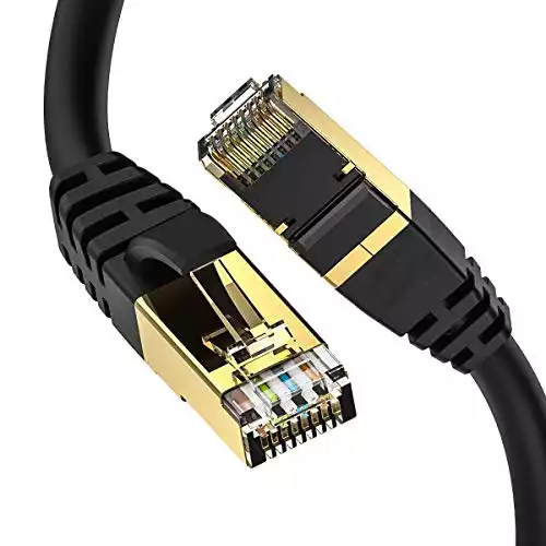 Cat8 Ethernet Cable, Outdoor&Indoor, 6FT Heavy Duty High Speed 26AWG Cat8 LAN Network Cable 40Gbps, 2000Mhz with Gold Plated RJ45 Connector, Weatherproof S/FTP UV Resistant for Router/Gaming/Mode...